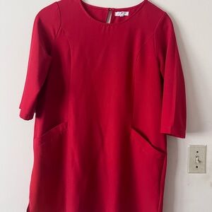 Elegant Red Dress with Pockets